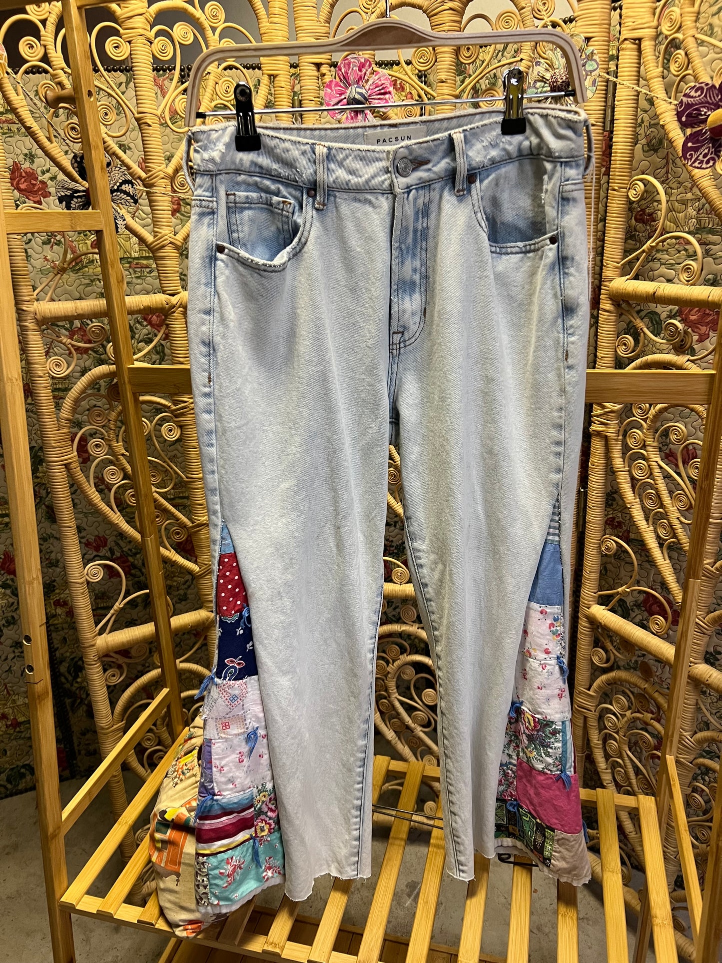 Pacsun Quilt Panel Cropped Jeans