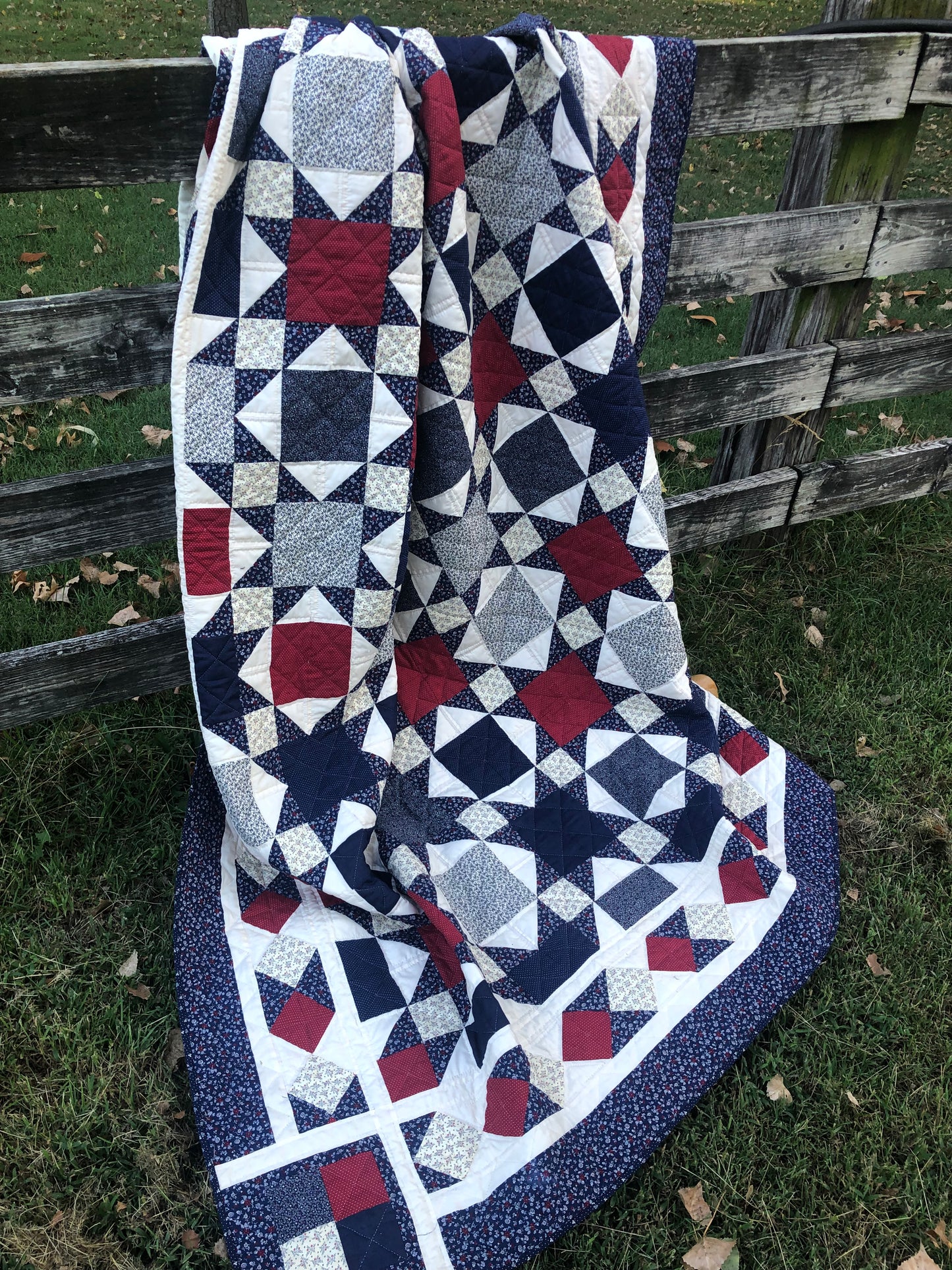 Vintage Red White & Blue Quilt