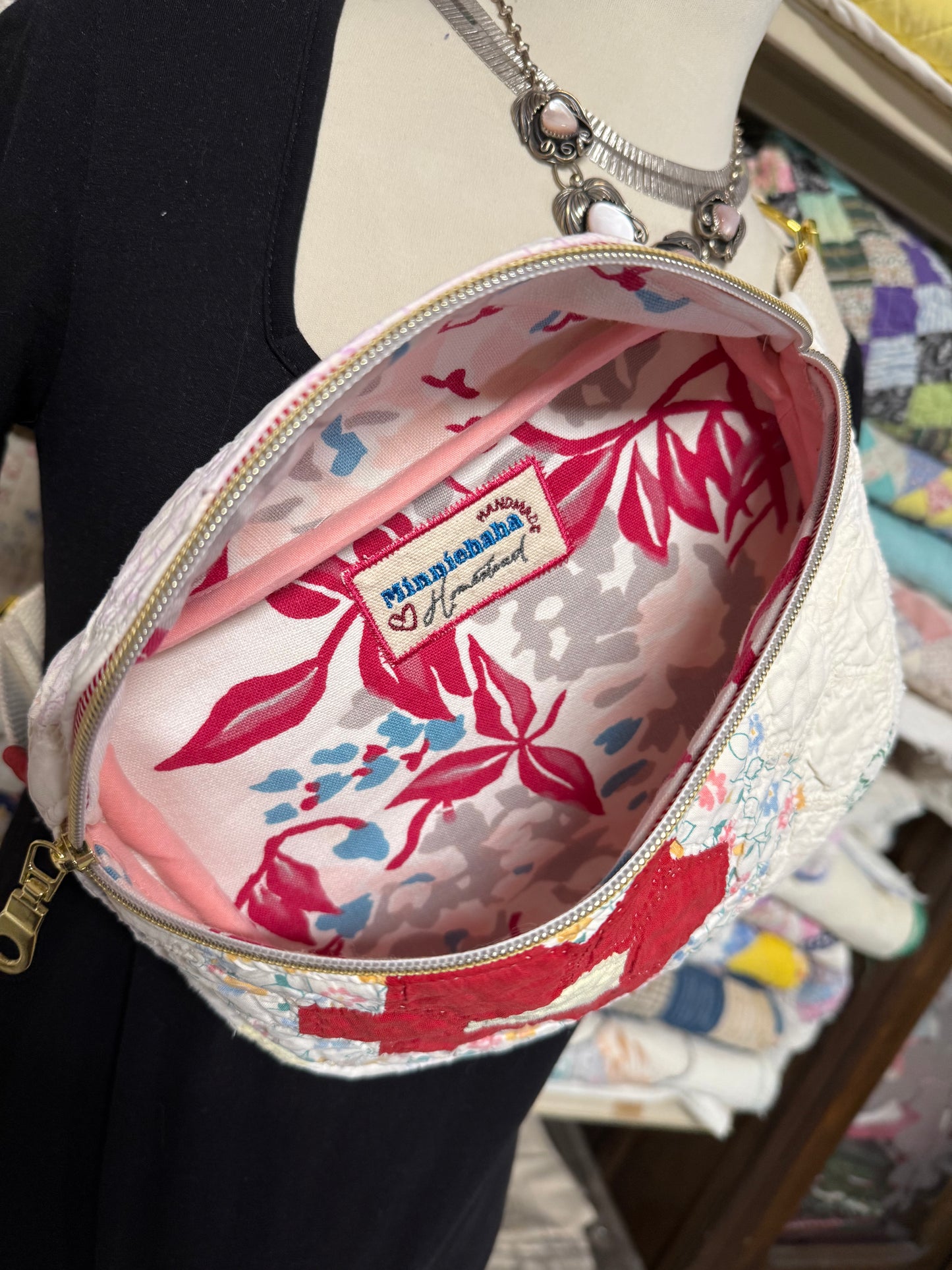 Red Floral Grandmother’s Garden Bum Bag