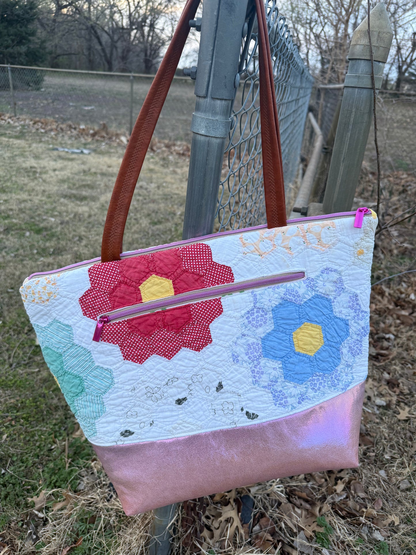 Pink Shimmer Flower Garden Tote