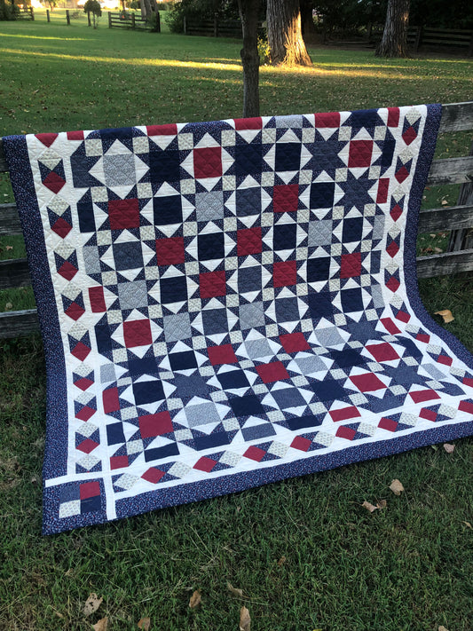Vintage Red White & Blue Quilt