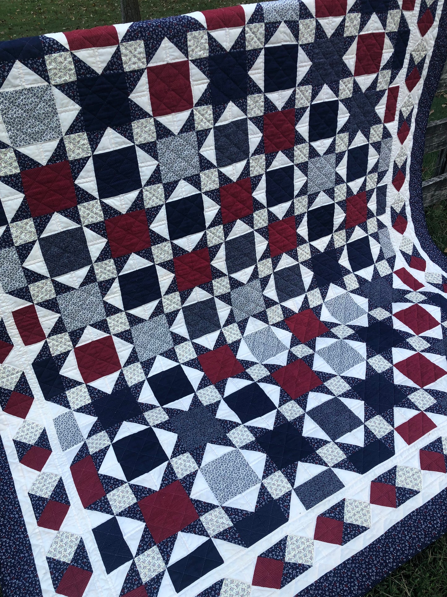 Vintage Red White & Blue Quilt