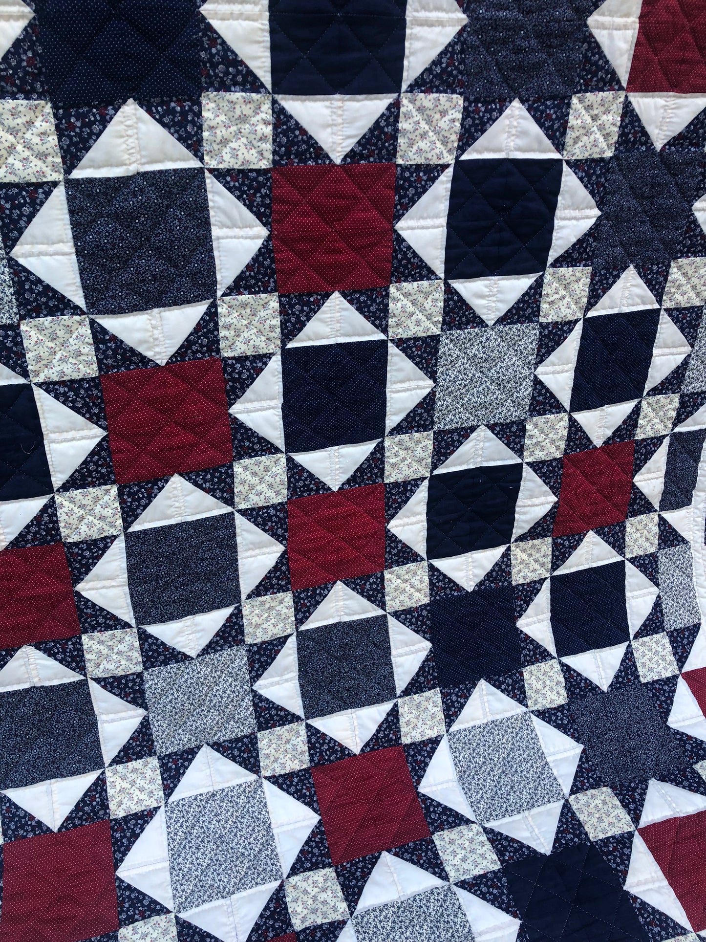 Vintage Red White & Blue Quilt