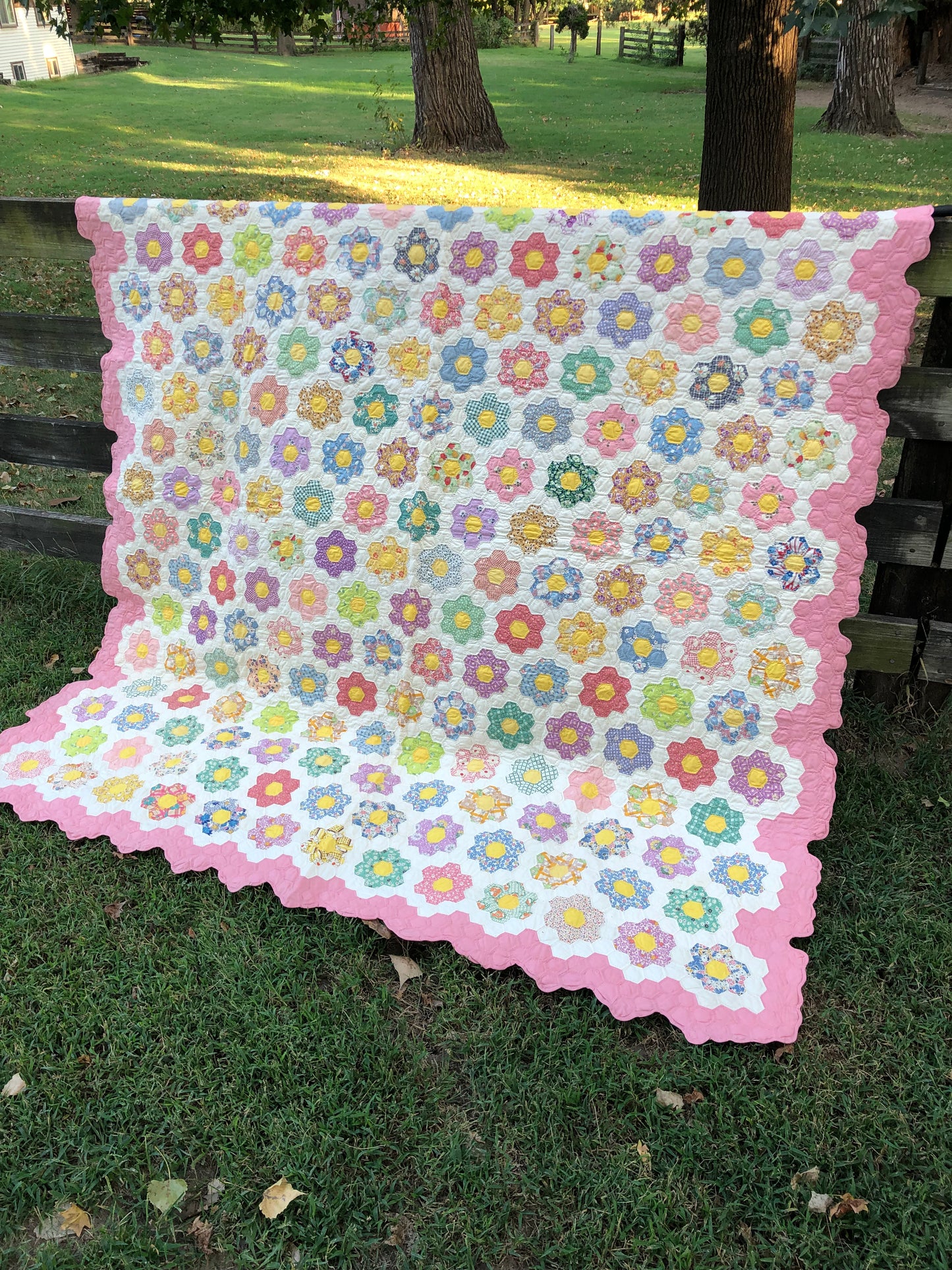 Vintage Grandmother’s Flower Garden Quilt