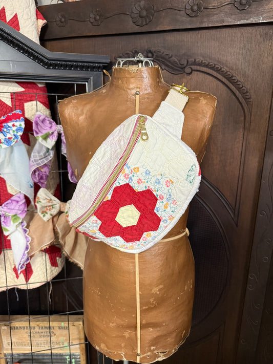 Red Floral Grandmother’s Garden Bum Bag