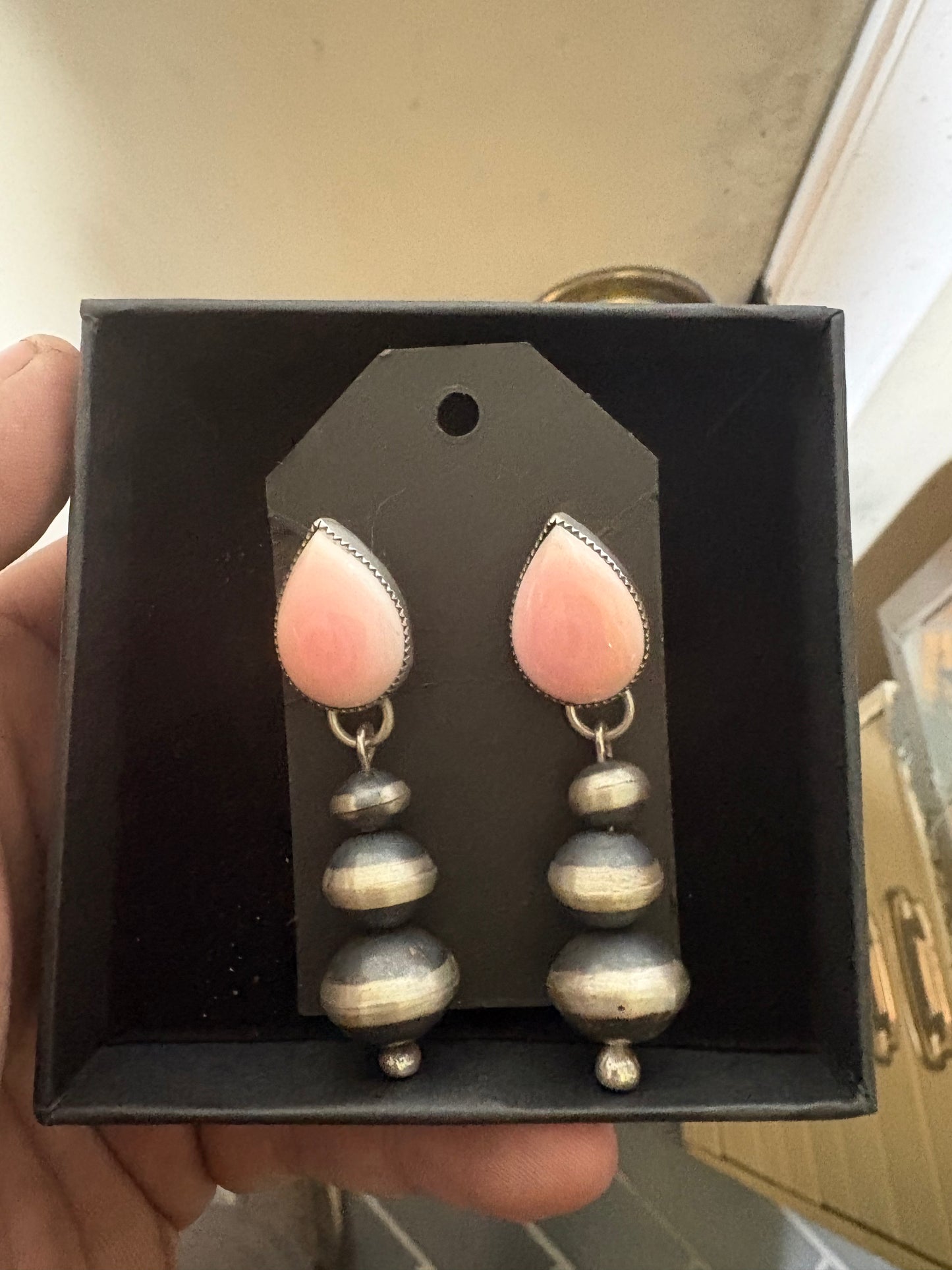 Pink conch earrings