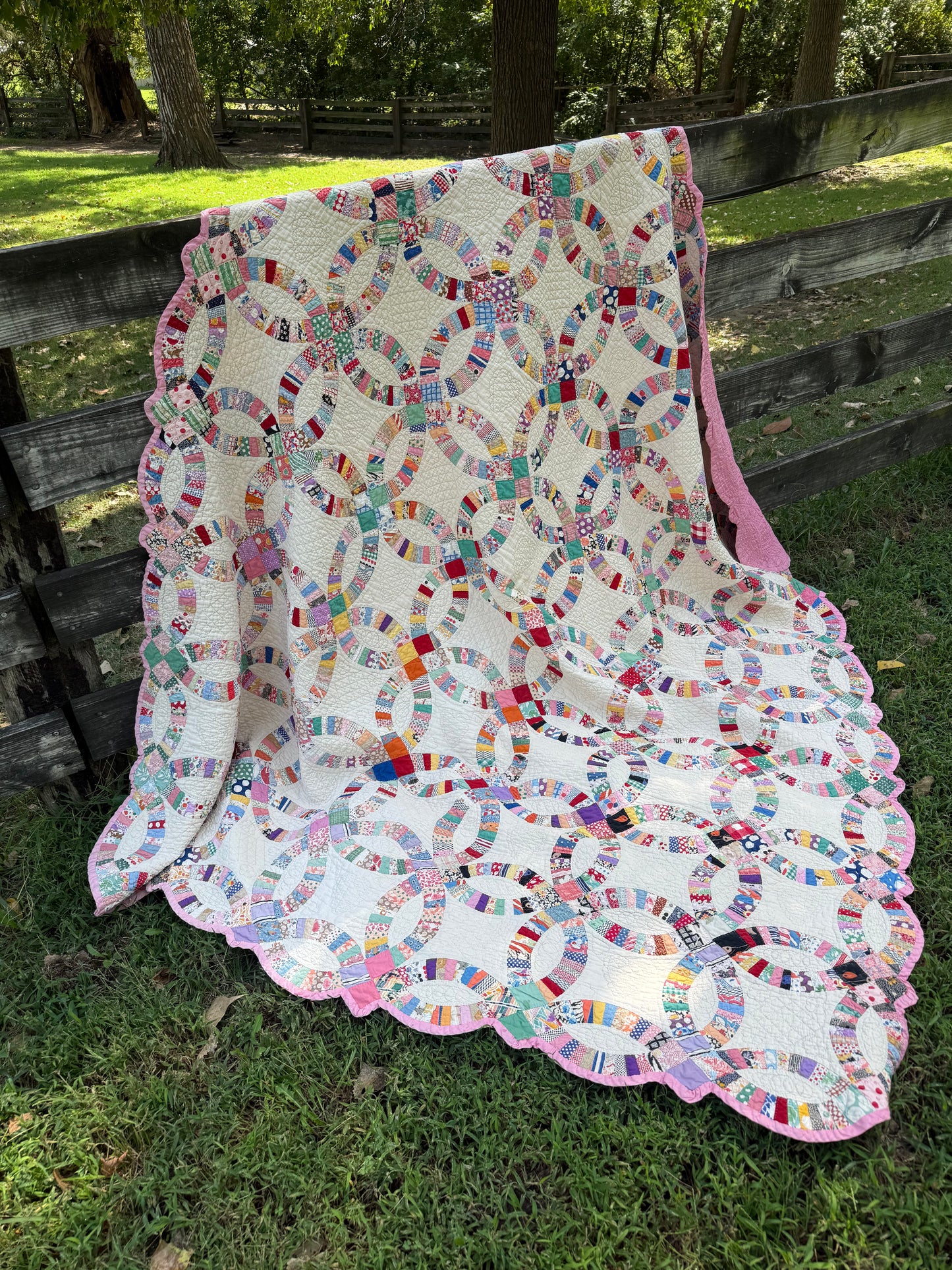 Vintage Double Wedding Ring Quilt