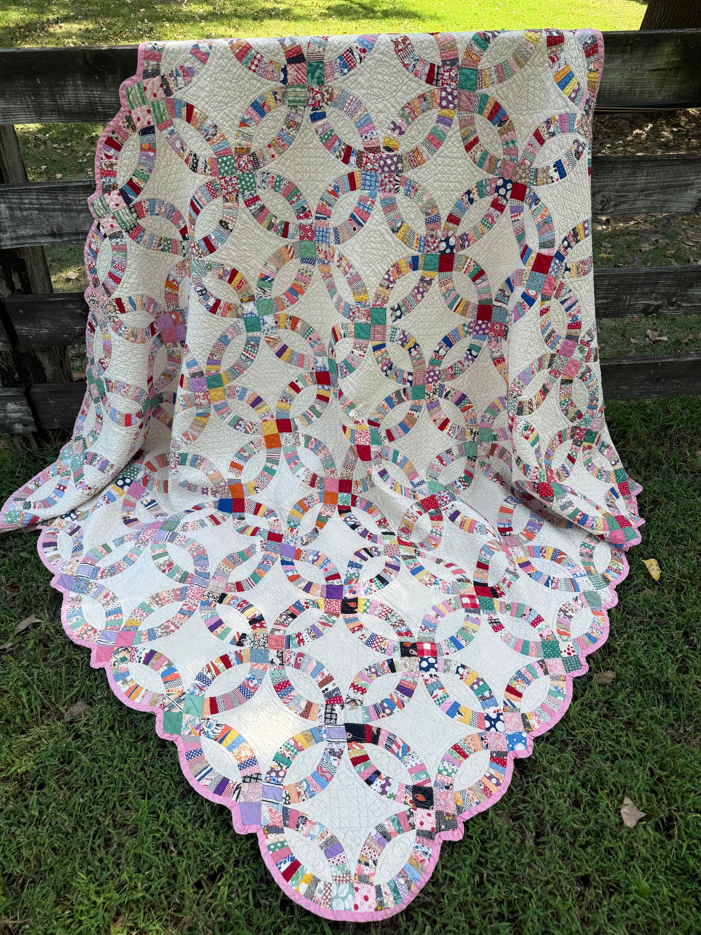 Vintage Double Wedding Ring Quilt