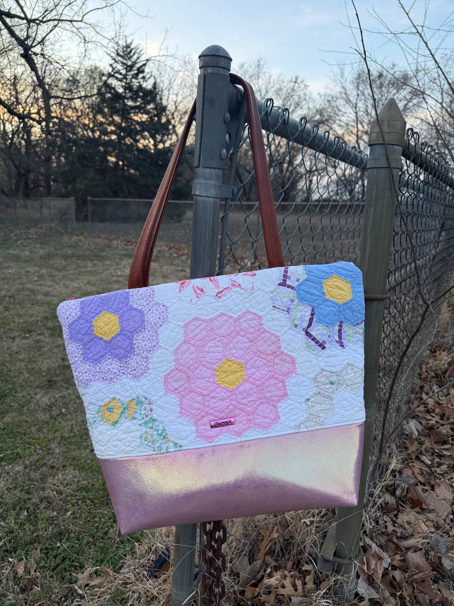 Pink Shimmer Flower Garden Tote